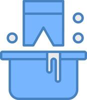 Washing Clothes Line Filled Blue Icon vector