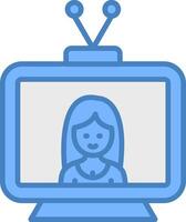 Television Line Filled Blue Icon vector