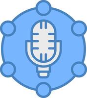 Microphone Line Filled Blue Icon vector