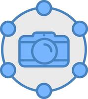 Camera Line Filled Blue Icon vector