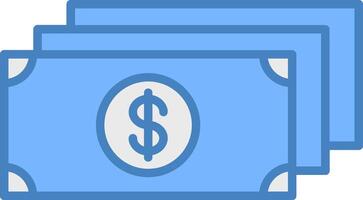 Dollar Line Filled Blue Icon vector