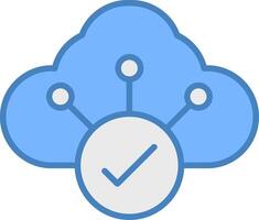 nube línea lleno azul icono vector