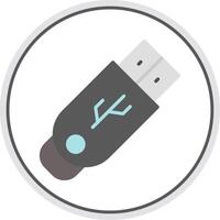 memoria USB plano circulo icono vector