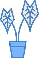 alocasia línea lleno azul icono vector