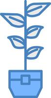caucho planta línea lleno azul icono vector