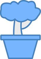 bonsai línea lleno azul icono vector