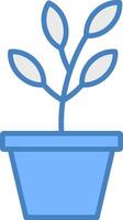 Succulent Line Filled Blue Icon vector