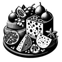 Black and White Illustration of a traditional Swiss Cheese vector