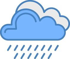 lluvia línea lleno azul icono vector