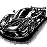 black and white illustration of a Hypercar Sports Car vector