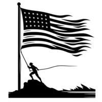 Black and White Illustration of the USA Flag vector