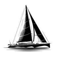 Black and White Illustration of a sailing boat vector