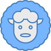 Sheep Line Filled Blue Icon vector