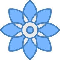 Flower Line Filled Blue Icon vector