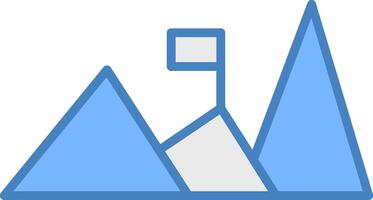 Mountains Line Filled Blue Icon vector