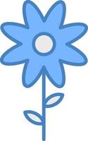 Flower Line Filled Blue Icon vector