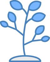 árbol línea lleno azul icono vector