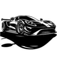 black and white illustration of a Hypercar Sports Car vector