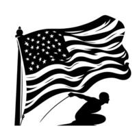 Black and White Illustration of the USA Flag vector