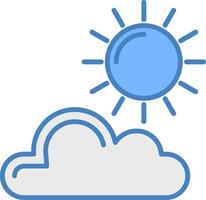 Sun Line Filled Blue Icon vector