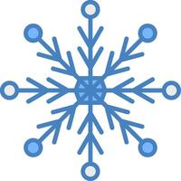 copo de nieve línea lleno azul icono vector