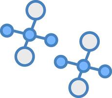 Molecules Line Filled Blue Icon vector