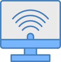 Computer Line Filled Blue Icon vector