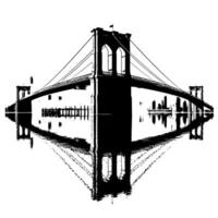 Black and White Illustration of Brooklyn Bridge in New York City Manhattan vector