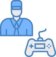 Gamer Line Filled Blue Icon vector