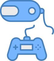 Vr Game Line Filled Blue Icon vector