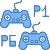 Player Versus Player Line Filled Blue Icon vector