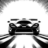 black and white illustration of a Hypercar Sports Car vector