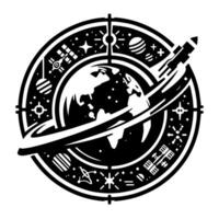 Black and White Illustration of the planet Earth vector