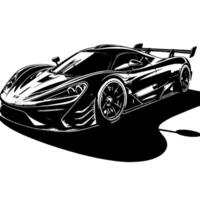 black and white illustration of a Hypercar Sports Car vector