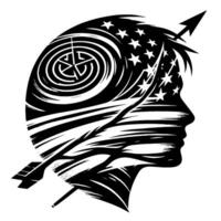 Black and White Illustration of the USA Flag vector