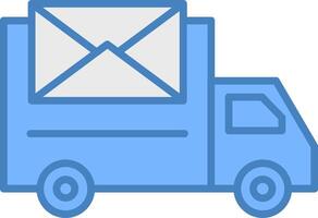 postal entrega línea lleno azul icono vector