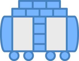 Train Cargo Line Filled Blue Icon vector