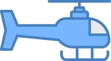 Helicopter Line Filled Blue Icon vector