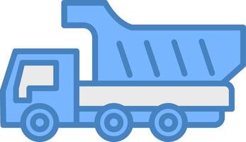 camión línea lleno azul icono vector