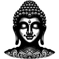 negro y blanco ilustración de un Buda estatua símbolo vector