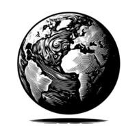 Black and White Illustration of the planet Earth vector