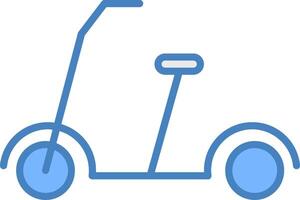 patada scooter línea lleno azul icono vector