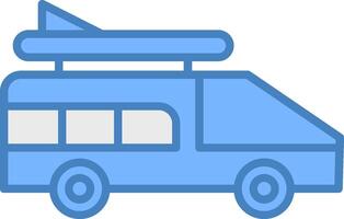 camper camioneta línea lleno azul icono vector