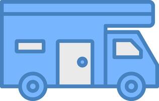 Camper Line Filled Blue Icon vector