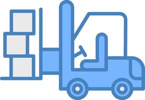 Forklift Line Filled Blue Icon vector