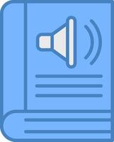 Audio Book Line Filled Blue Icon vector