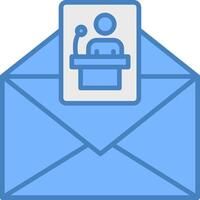 Invite Line Filled Blue Icon vector