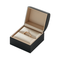 A wedding ring in a box on isolated transparent background png