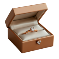 A wedding ring in a box on isolated transparent background png