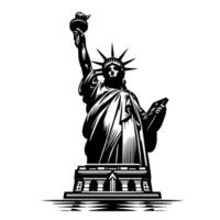 Black and White Illustration of the Statue of Liberty Sightseeing in New York City vector